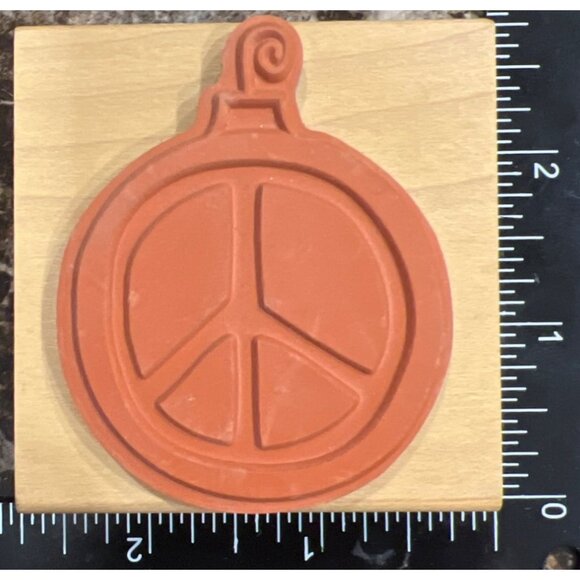 Hero Arts Crafts Peace Symbol ornament F5536 Christmas Wood Mounted Rubber Stamp - Picture 2 of 4